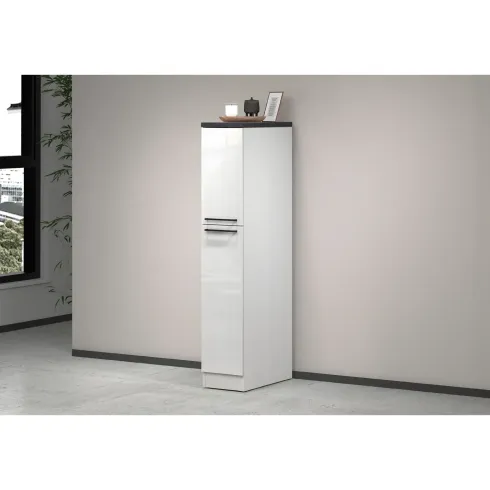 Colonna Portaspezie Bianco Lucido Report 2 Cassetti Soft Close Legno