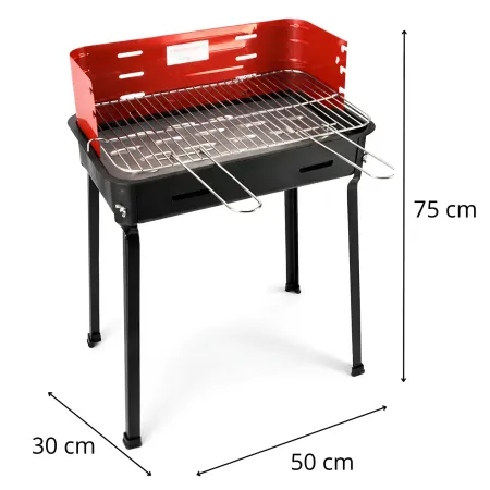Barbecue a Carbonella 50x30x75 cm Griglia Regolabile Acciaio Rosso