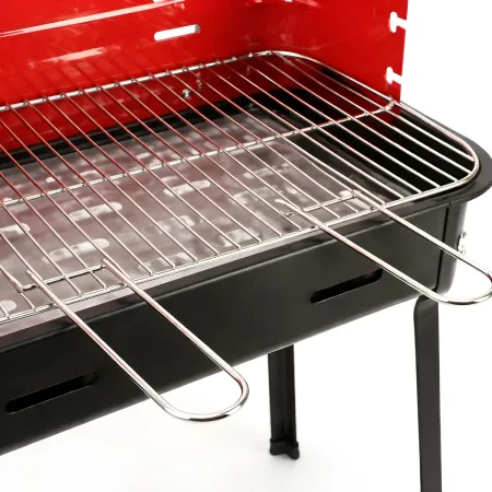 Barbecue a Carbonella 50x30x75 cm Griglia Regolabile Acciaio Rosso