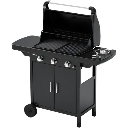 Barbecue a Gas Campignaz 3 Fuochi Coperchio Termometro Acciaio Nero