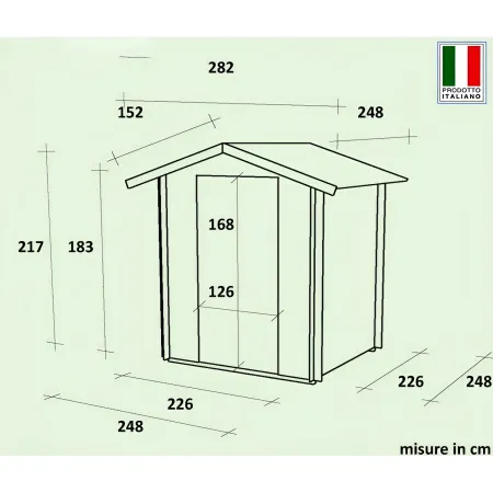 Casetta in Legno 2.5x2.5 19 mm con Pavimento Rimessa Ricovero Attrezzi Giardino | BricoShop24