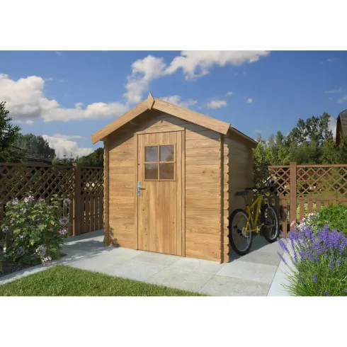 Casetta in Legno Impregnato 19 mm 206x176 cm Blockhouse Porta Vetrata