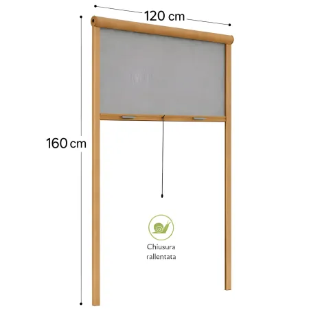 Zanzariera a Rullo Verticale 120x160 Riducibile in Alluminio Bronzo