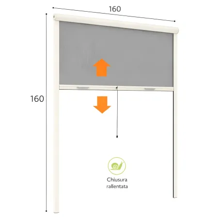 Zanzariera a Rullo Verticale 160x160 Riducibile in Alluminio Avorio