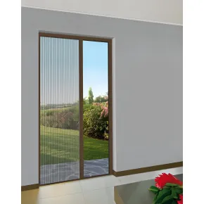 Zanzariera Plissettata Laterale Marrone Guida Bassa Porta 150x240 2