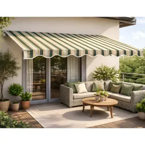 Tenda da Sole Eco 300x200 Riga Verde Bianco Barra Quadra Avvolgibile 2
