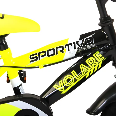 Bicicletta Bambini 16" Sportiva Giallo Rotelle Removibili Borraccia