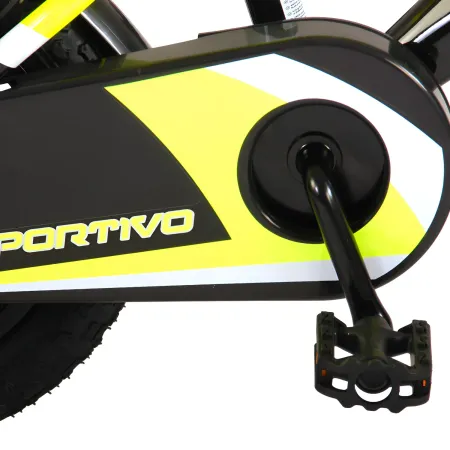 Bicicletta Bambini 16" Sportiva Giallo Rotelle Removibili Borraccia