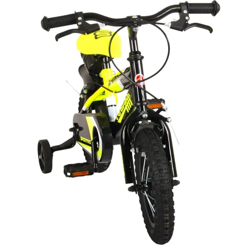 Bicicletta Bambini 16" Sportiva Giallo Rotelle Removibili Borraccia