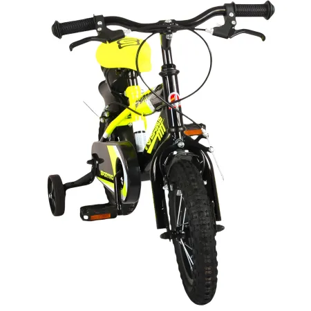 Bicicletta Bambini 14" Sportiva Giallo Rotelle Removibili Borraccia