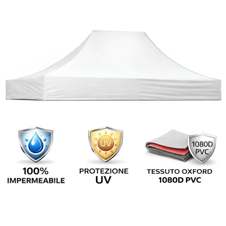 Gazebo da Giardino 3x2 a Fisarmonica Impermeabile Bianco con Sacca