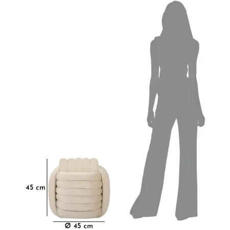 Pouf in Velluto Crema Quadrato Elegante per Salotto Camera da Letto