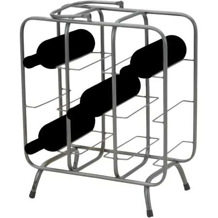 Portabottiglie in Metallo 9 Posti Grigio Scuro Rack Vino Salvaspazio