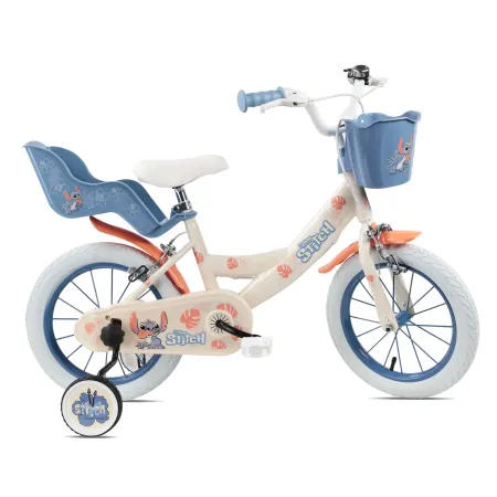 Bicicletta per Bambini 14" Stitch Disney Beige con Rotelle Removibili