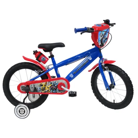 Bicicletta per Bambini 16" Transformers Rosso Blu Rotelle Borraccia