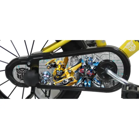 Bicicletta per Bambini 14" Transformers Giallo con Rotelle Borraccia