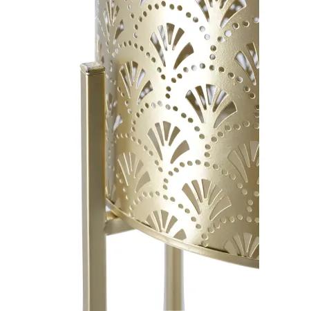 Set 2 Colonne Portavaso da Pavimento Metallo Oro Cestelli Removibili
