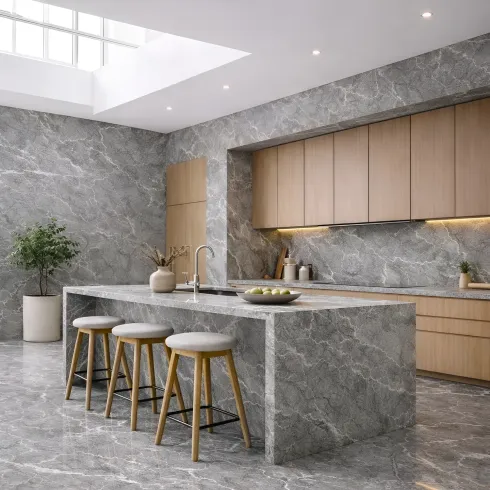 Set 6 Pannelli Decorativi Effetto Marmo Grigio PVC 120x60 Rivestimento