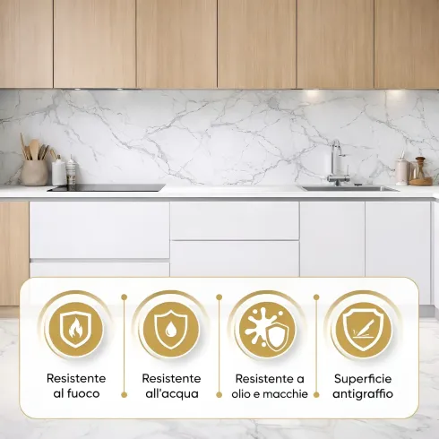 Set 6 Pannelli Decorativi Effetto Marmo Grigio PVC 120x60 Rivestimento