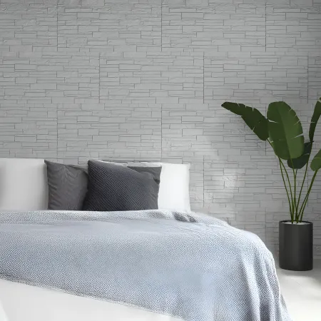 Set 12 Pannelli Isolanti Effetto Pietra Quarzite 3D Bianco 120x60 PU