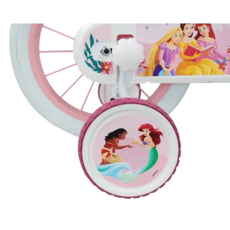 Bicicletta Bambini 14" Principesse Disney Rosa Rotelle Cestino Sedile