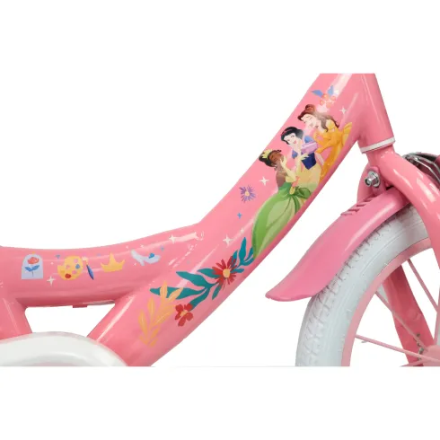 Bicicletta Bambini 14" Principesse Disney Rosa Rotelle Cestino Sedile