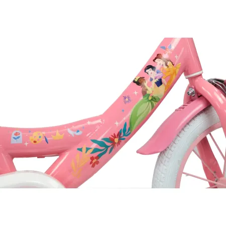 Bicicletta Bambini 14" Principesse Disney Rosa Rotelle Cestino Sedile