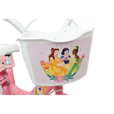 Bicicletta Bambini 12" Principesse Disney Rosa Rotelle Cestino Sedile
