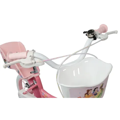 Bicicletta Bambini 12" Principesse Disney Rosa Rotelle Cestino Sedile
