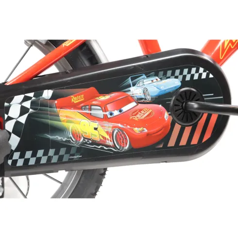 Bicicletta per Bambini 16" Cars Rosso Nero Rotelle Borraccia Trombetta