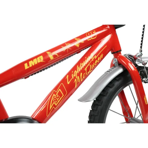 Bicicletta per Bambini 16" Cars Rosso Nero Rotelle Borraccia Trombetta