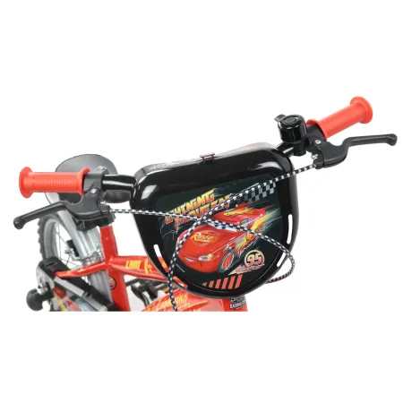 Bicicletta per Bambini 16" Cars Rosso Nero Rotelle Borraccia Trombetta