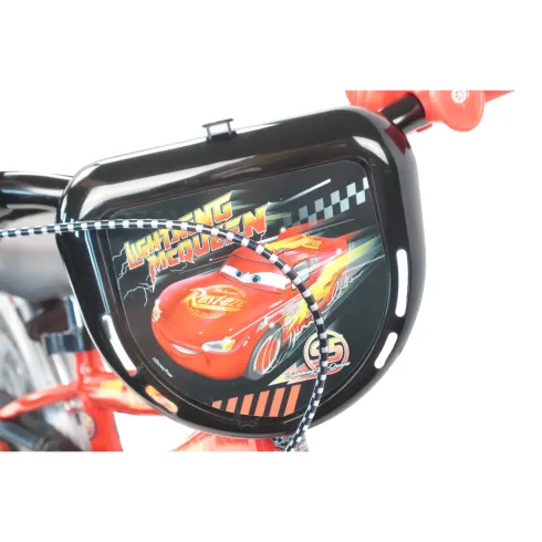 Bicicletta per Bambini 12" Cars Rosso Nero Rotelle Borraccia Trombetta