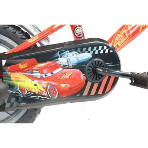 Bicicletta per Bambini 12" Cars Rosso Nero Rotelle Borraccia Trombetta