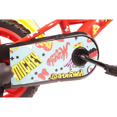 Bicicletta per Bambini 12" Topolino Disney Rosso Rotelle Borraccia