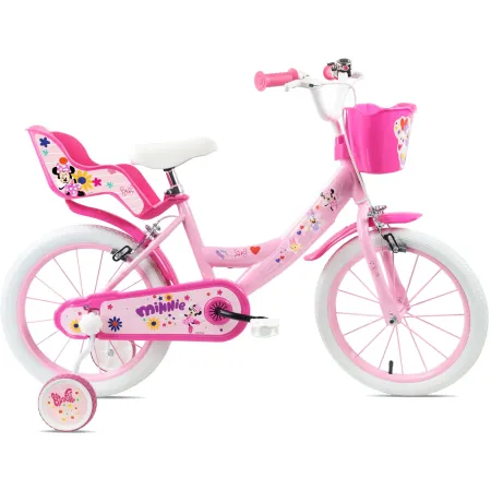 Bicicletta per Bambini 16" Minnie Disney Rosa Cestino Portabambola