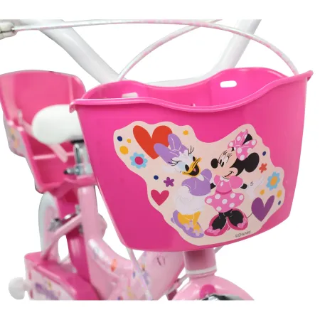 Bicicletta per Bambini 14" Minnie Disney Rosa Cestino Portabambola