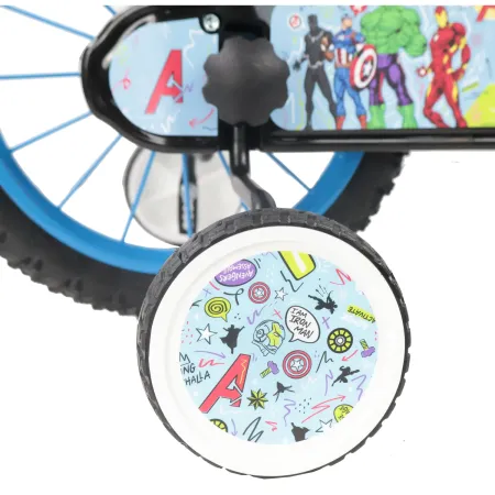 Bicicletta Bambini 14" Avengers Azzurro Rotelle Removibili Parafanghi