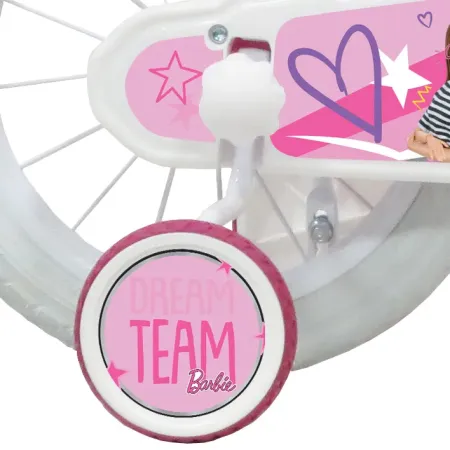 Bicicletta per Bambini 16" Barbie Rosa Rotelle Cestino Portabambola