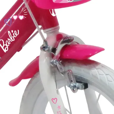 Bicicletta per Bambini 16" Barbie Rosa Rotelle Cestino Portabambola