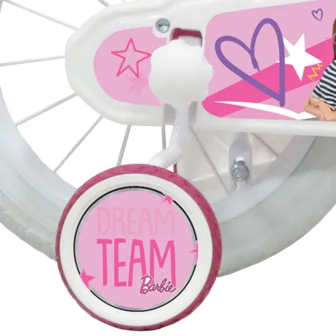 Bicicletta per Bambini 14" Barbie Rosa Rotelle Cestino Portabambola