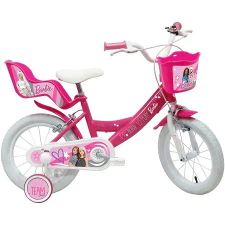 Bicicletta per Bambini 12" Barbie Rosa Rotelle Cestino Portabambola