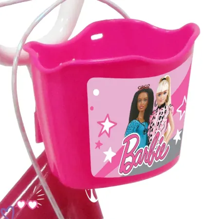 Bicicletta per Bambini 12" Barbie Rosa Rotelle Cestino Portabambola