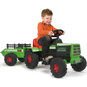 Trattore Elettrico Bambini 6V Rimorchio Verde Batteria Ricaricabile 2