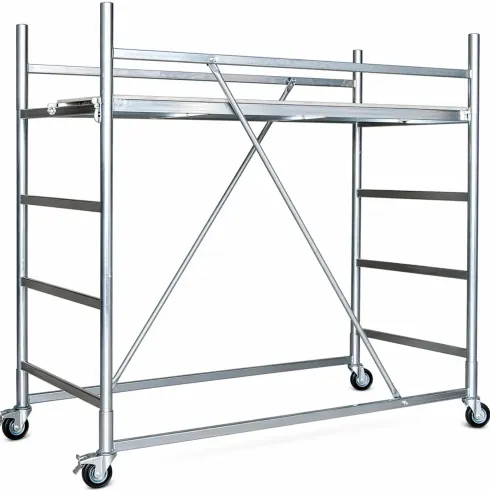 Trabattello Ponteggio Acciaio 160x80 cm Mezzopiano Ruote Lavoro 320 cm