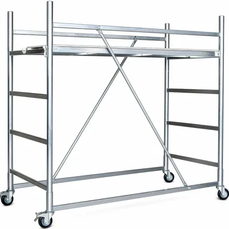 Trabattello Ponteggio Acciaio 160x80 cm Mezzopiano Ruote Lavoro 320 cm