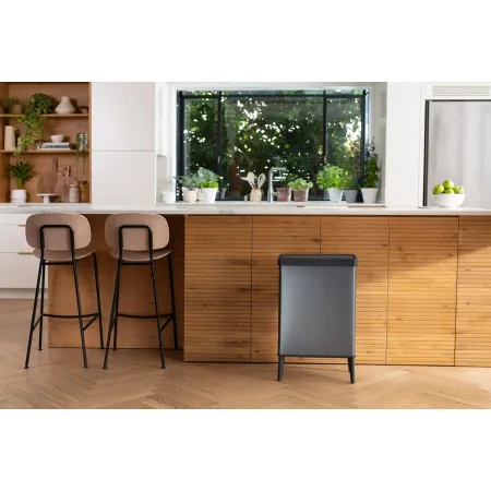 Pattumiera Keter 54L Blu Perlato Apertura Push per Cucina con Gambe