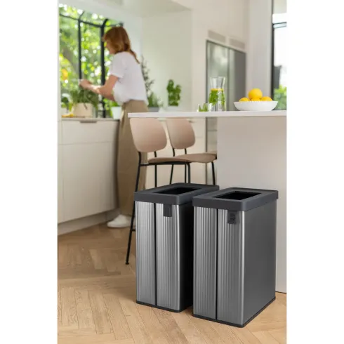 Pattumiera Keter 54L Grigio Perlato Differenziata Materiale Riciclato