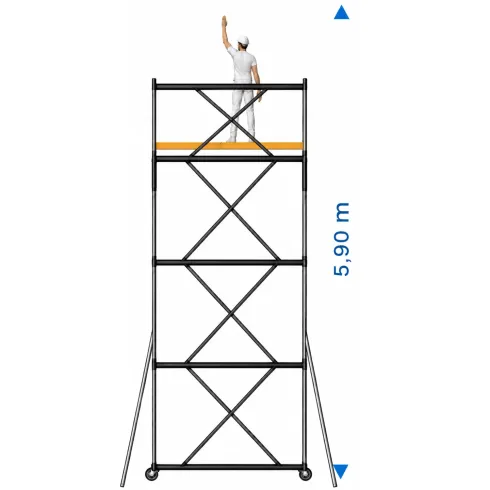 Trabattello Ponteggio Professionale con Botola Parapetto Aste h590 cm