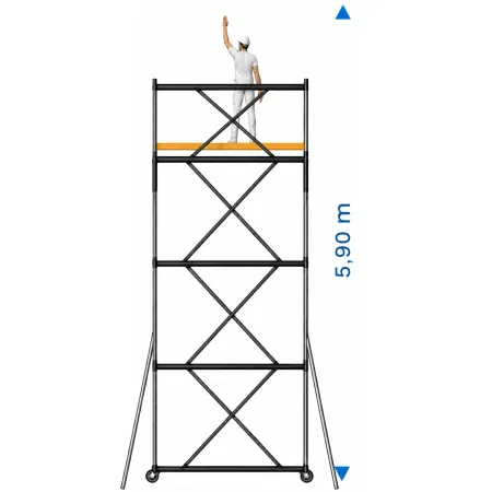 Trabattello Ponteggio Professionale con Botola Parapetto Aste h590 cm